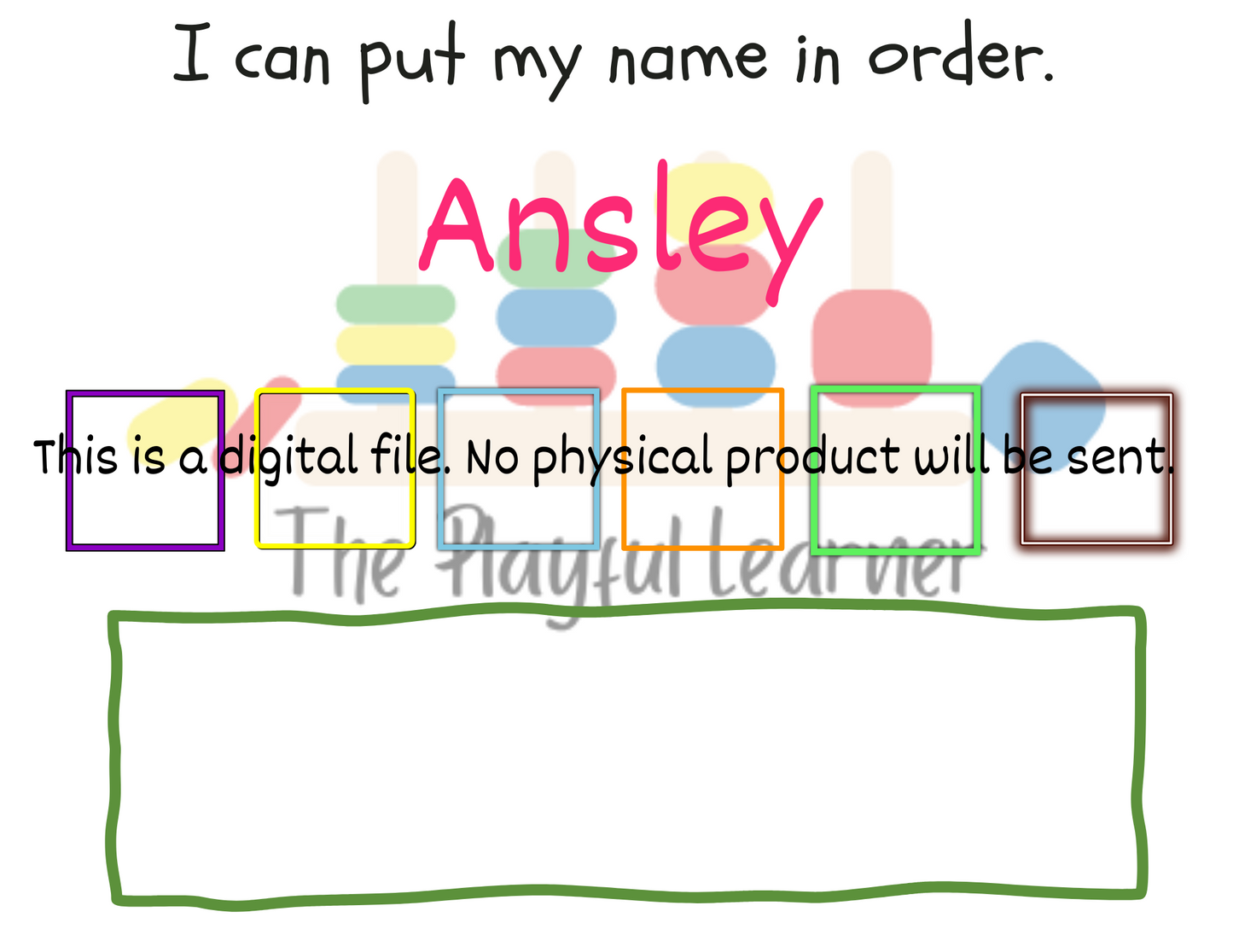 Digital Personalized Name Learning Book **PLEASE LEAVE CHILD'S FIRST NAME IN NOTES****