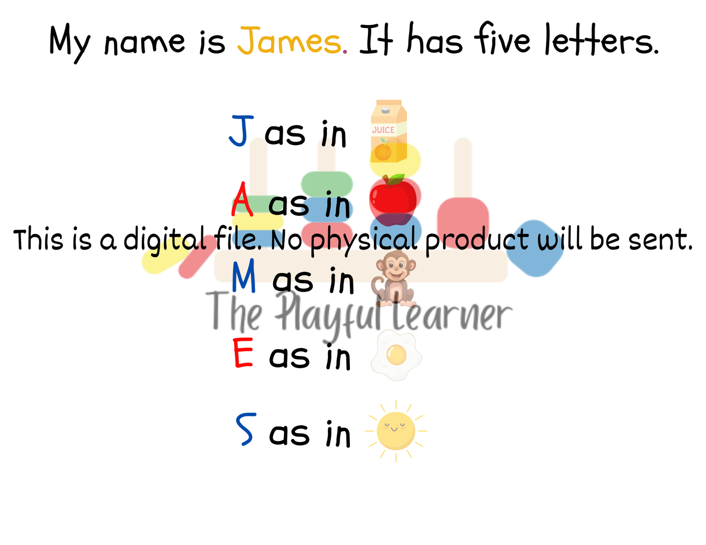Digital Personalized Name Learning Book **PLEASE LEAVE CHILD'S FIRST NAME IN NOTES****